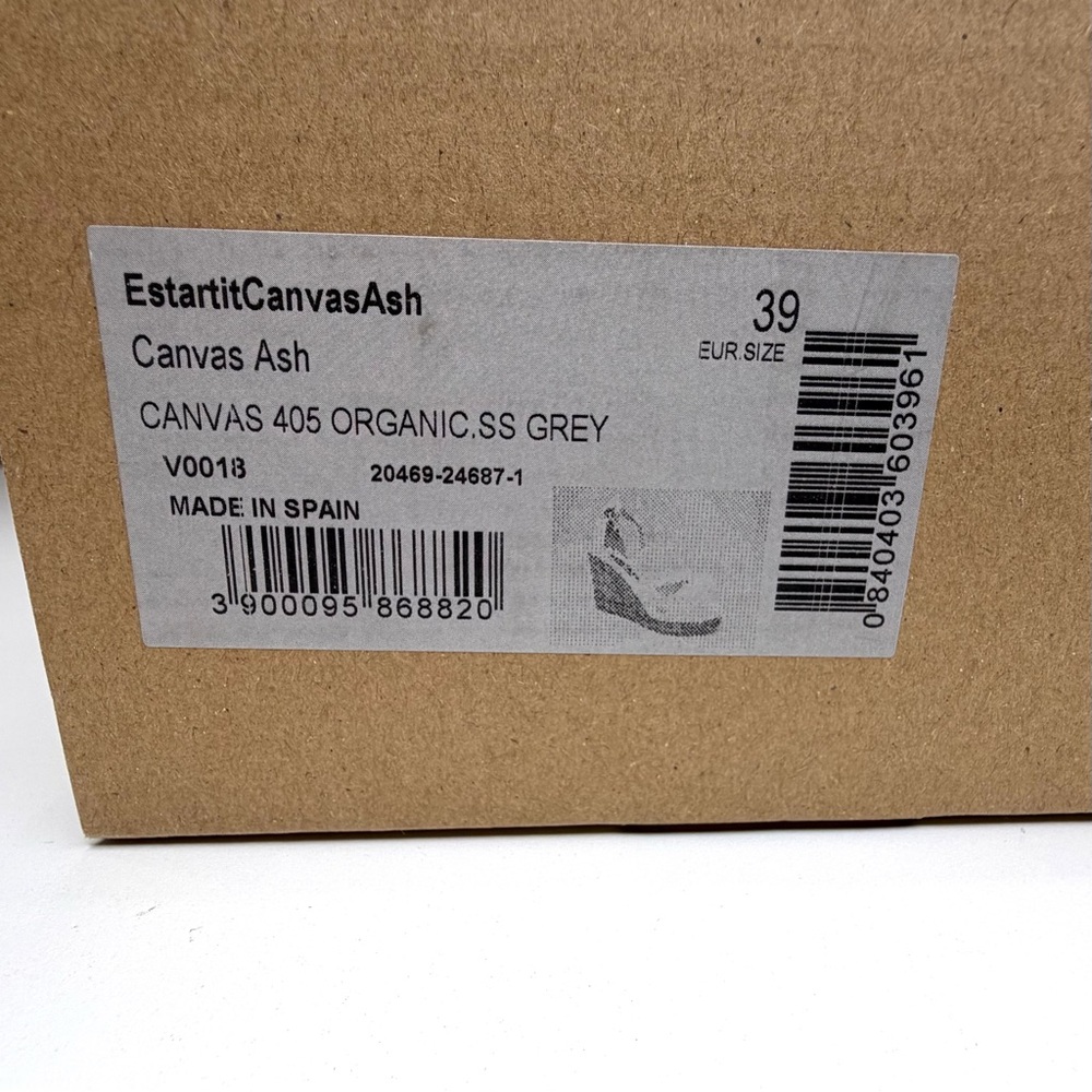 Viscata Estartit Women's Ash Gray Canvas Espadrille Wedge Sandals, size 39. NEW! - Picture 5 of 6
